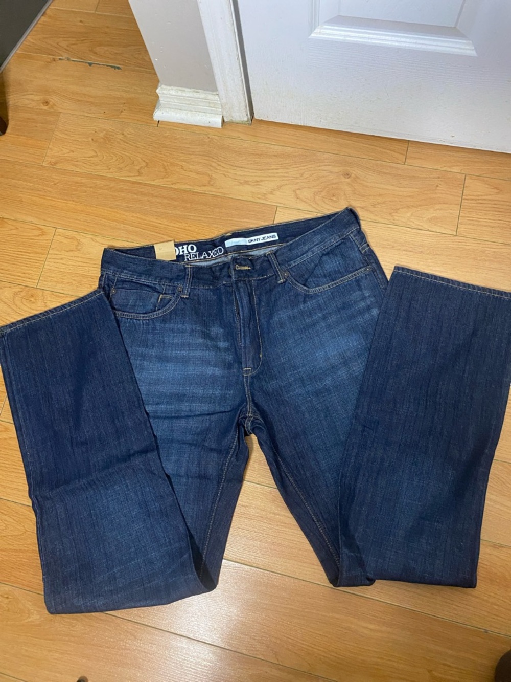 DKNY Men's Relaxed Dark Blue Denim Jeans #5
